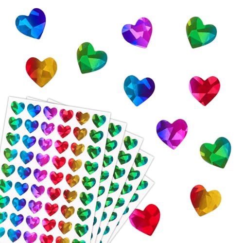 1200Pcs Mini Pegatinas Corazones Pequeños Láser 20 Hojas, Gomets Colores Surtidos Stickers Adorno Decoración Regalo Infantil Manualidad Multiuso Recompensa Niños Marcar Organizar Objeto (Multicolor)