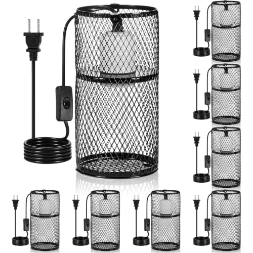Image of VIHOSE 8 Pcs Reptile Heat Lamp Guard Anti Scald, 4 Inch, White, Black