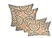 Set of 4 Indoor / Outdoor Pillows - 20" Square Throw Pillows & Rectangle / Lumbar Decorative Throw Pillows - Wheel Poppy - Orange, Brown, Grey, Ivory Large Sundial