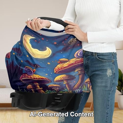 Image of ZFRXIGN Mushroom Car Seat Covers for Babies Boy Girl Stretchy Nursing Cover for Breastfeeding Carseat Covers Canopy Shopping Cart Cover for Travel Moon Night Snail