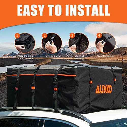 Auxko Car Roof Bag 19 Cubic Feet Truck Pickup Rooftop Cargo Carrier 100% Waterproof Fits All Vehicle with/Without Rack - Thumbnail 7
