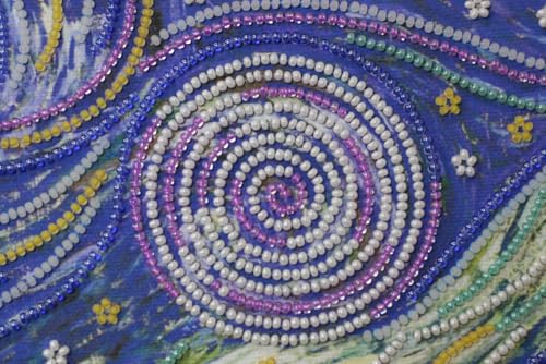 Image of Wizardi Bead Embroidery Kit - Starlight Night. Colorful Beads, Beading Needles. DIY Kit. Embroidery for Beginners. Home Decor. AB-397 Abris Art