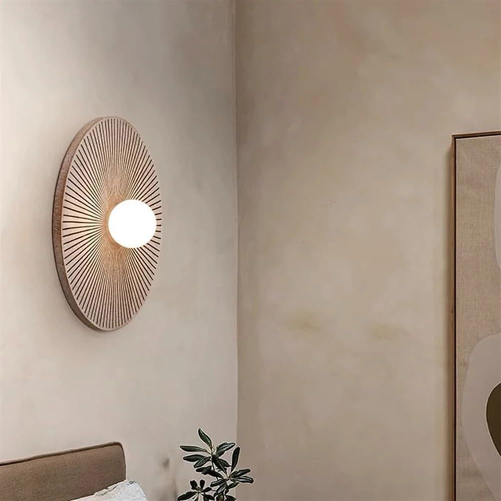LED Runde Wandleuchte Vintage Art Déco Wandlampe Innen Kugel Glaslampenschirm Wohnzimmerlampe Kunstharz Moderne Deko Wandbeleuchtung 30CM für Wohnzimmer, Flur, Spiegel, Schlafzimmer