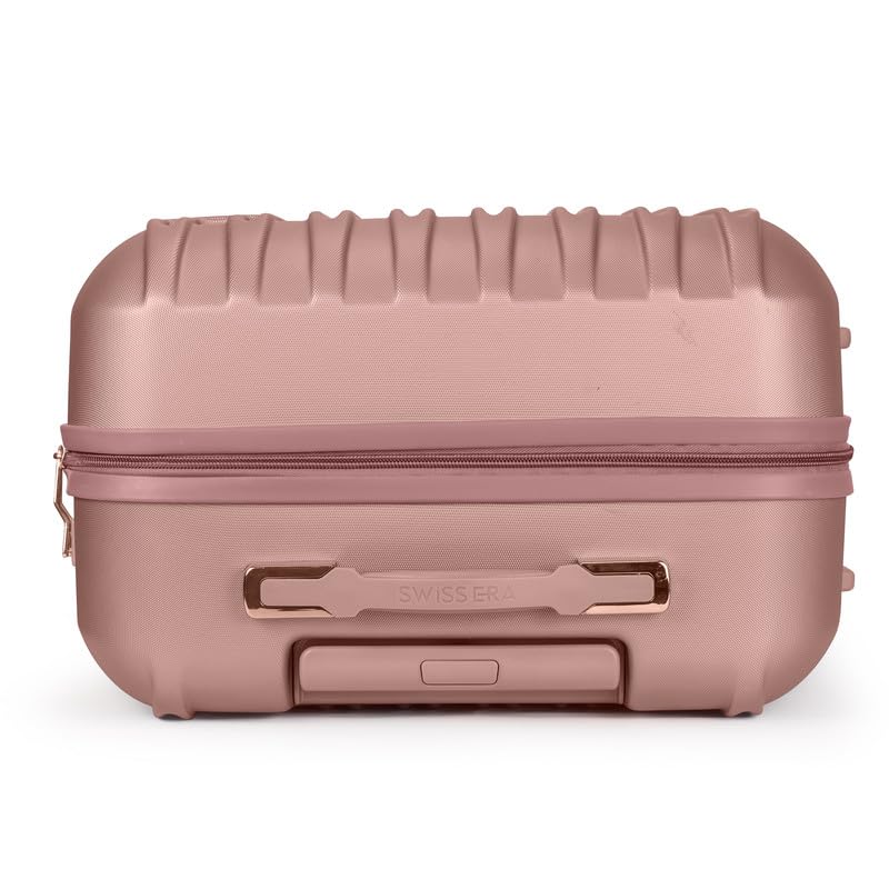 Image of Swiss Era Hard Shell Luggage 65 Cms - Premium ABS Spinner 8 Wheels Single Rod Rose Gold Accessories Trolley Bag 24 Inches - Lightweight Trolley Bag for Flight - Rose Gold|24