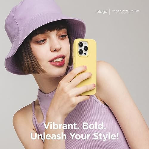 Image of elago Compatible with iPhone 15 Pro Case, Liquid Silicone Case, Full Body Protective Cover, Shockproof, Slim Phone Case, Anti-Scratch Soft Microfiber Lining, 6.1 inch (Yellow)