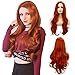 Baruisi Long Curly Wavy Orange Wigs for Women Natural Looking Cosplay Synthetic Fiber Heat Resistant Replacement Wig