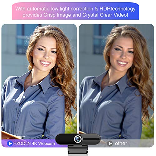 HZQDLN Webcam 4K com microfone, laptop de 8 MP, computador desktop, webcams USB para chamadas de víd