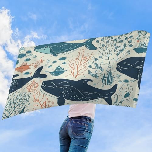 Drapeau baleine sous-marine en polyester robuste contre déchirure - 7