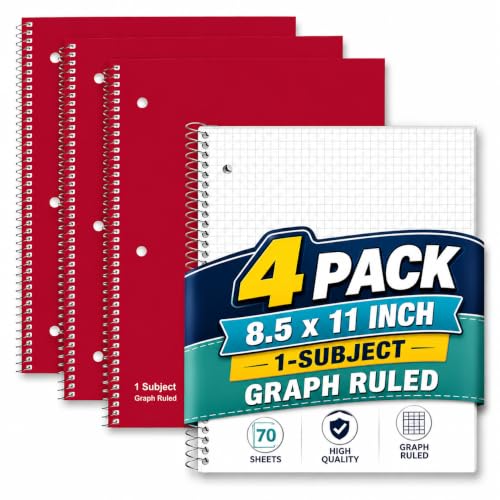 Cahier à spirale 1 sujet ligné rouge 70 feuilles bloc-notes format 20,3 x 26,7 cm
