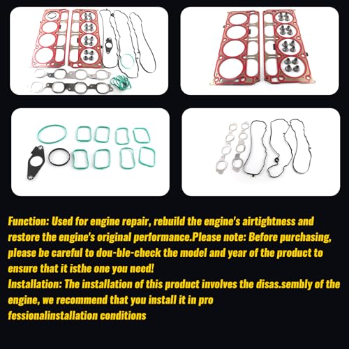 Image of HGS3244 12657969 Cylinder Head Gasket Set Kit Fits for Cadillac Escalade 2015-2020 / for Chevy Camaro Silverado 1500 Suburban Tahoe Corvette /for GMC Sierra 1500 Yukon XL 6.2L