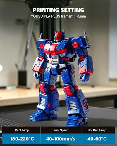 Image of YOUSU PLA Plus Filament 1.75mm Bundle 10x250g, 10 Pack 2.5KG PLA+ Sample 3D Printer Filament, 3D Printing Multi Pack Filament Dimensional Accuracy + /- 0.02mm