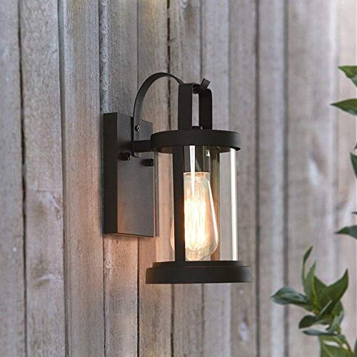 Applique murale extérieure étanche noire style lanterne rurale pour ampoule E27