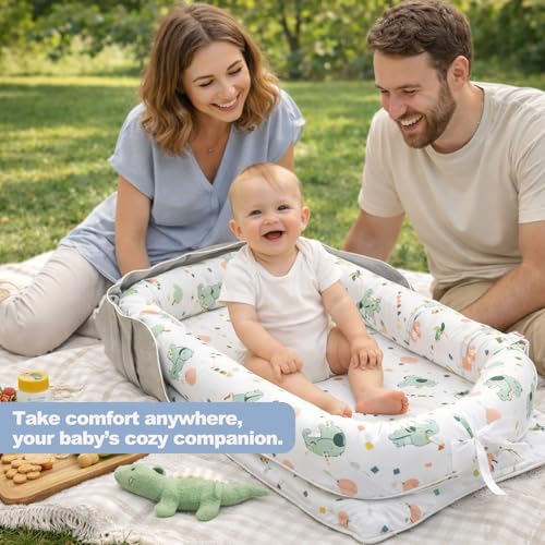 Image of Baby Lounger for Newborn for Tummy Time,Baby Lounger Play Gym mat with Portable Bag,Awake-Time Newborn Babies Essentials Gifts 0-24 Months Home Travel(Carousel)