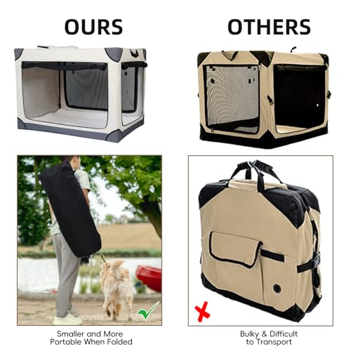 42-Inch-Foldable-Dog-Crate-Portable-Puppy-Travel-Crate-Kennel-for-Large-Dog-4-Door-Pet-Crate-with-Mesh-Windows-Indoor-Outdoor 42 Inch Foldable Dog Crate Portable Puppy Travel Crate Kennel for Large Dog 4 Door Pet Crate with Mesh Windows Indoor Outdoor