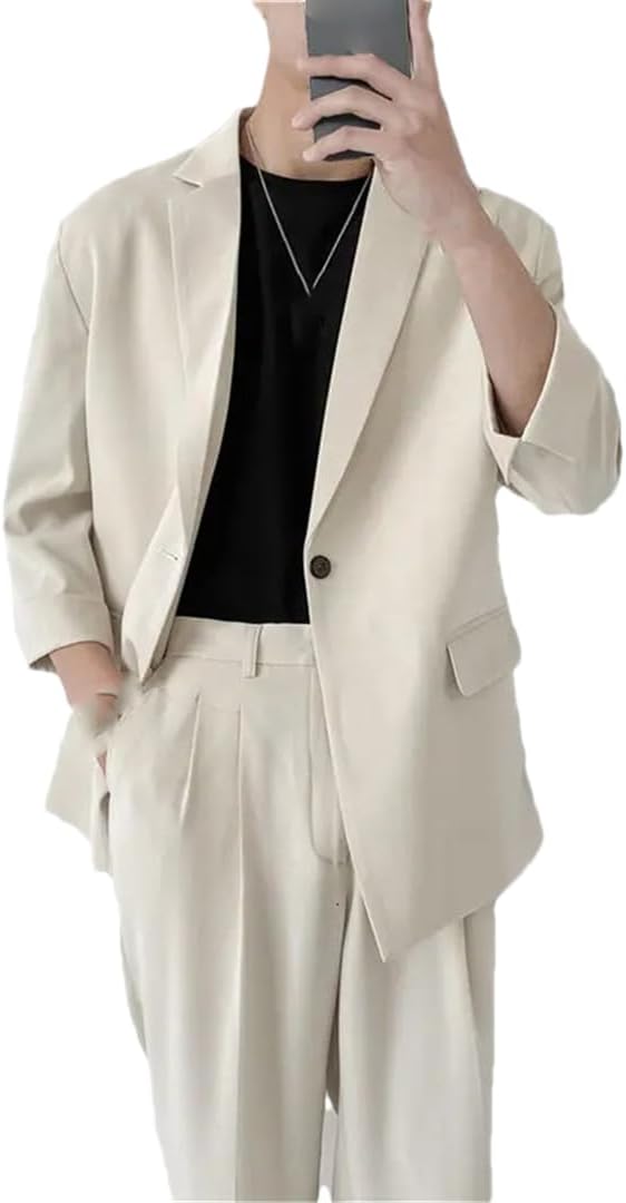 Men Spring Loose Casual Formal Blazer Single Button Harajuku Social Suit Jacket