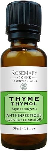 Aceite esencial de tomillo y timol (Thymus vulgaris), antiinfeccioso, 100% puro y natural, para difusores de aceite y terapia de masaje, por