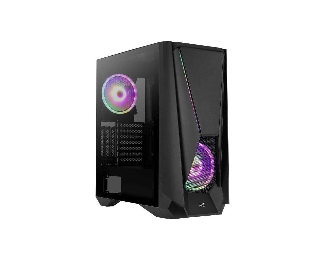 AEROCOOL VISORBK, PC-Box E-ATX, Gehärtetes Glas + Gitter, 2x Ventilator ARGB 14cm