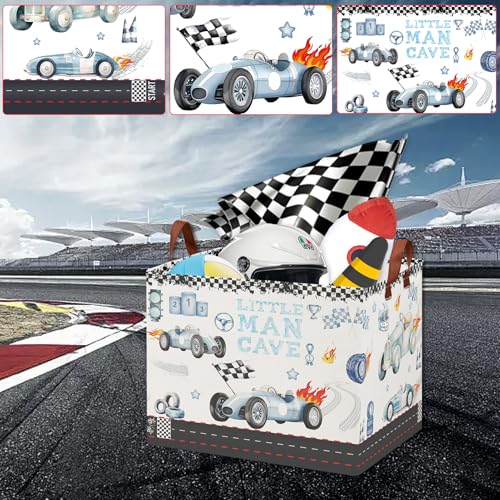 Image of Car Themed Room Decor Basket, Kids Vintage Car Laundry Hampers,Storage Bins,Tire Toy Box for Boys, Blue Basket for Gifts Empty(Vintage Blue)