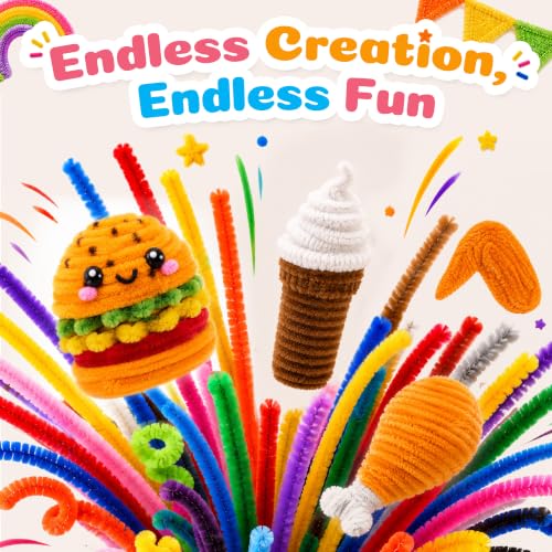 Image of Caydo 200PCS Thick Pipe Cleaners Craft, 20 Colors Chenille Stems | for Arts and Crafts Projects, Fuzzy Limpia Pipas for Creative DIY Decorations and Educational Toys