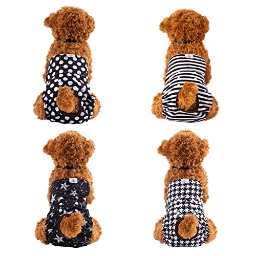 Image of CuteBone Washable Female Dog Diapers 4 Pack Reusable Doggie Heat Diapers for Period FMG01XS