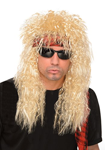 Men's Blonde 80s Glam Rock Heavy Metal Wig - One Size Fits Most