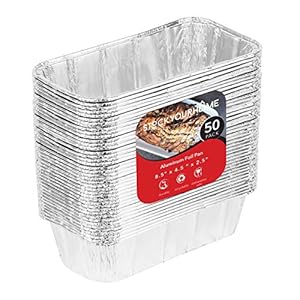 Stock Your Home 2 Lb Aluminum Foil Mini Loaf Pans (50 Pack) Disposable Small Loaf Pan – 2 Pound Baking Tin Liners, Perfect to Bake Cakes, Bread Loaves, and Meat – 8.5 x 4.5 x 2.5