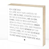 Wunderpixel® Holzbild Ich Liebe Dich - Liebeserklärung - 15x15x2cm zum Hinstellen Aufhängen - schwarz-weißes Holz-Schild Bild Poster Aufsteller Deko Wohnung Geschenk Aufmerksamkeit Liebesbrief