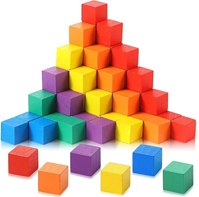 Wooden Rainbow Color Cubes for Kids | Multicolor Montessori Building Blocks | Educational Stacking Sorting Counting Toy for Toddlers Boys & Girls (20)-image-15