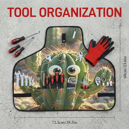 Delantal de trabajo Cute Cactus con hebilla y bolsas miniatura 2
