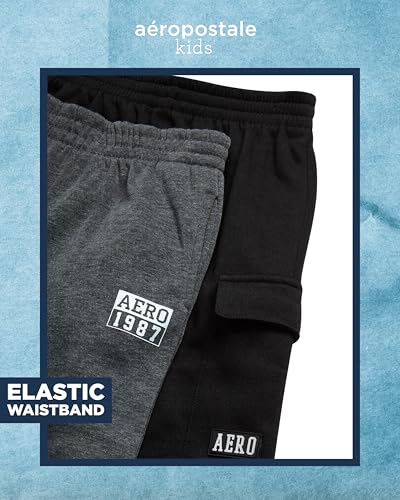 AEROPOSTALE Boys Sweatpants - 2 Pack Performance Fleece Boys Joggers with Side Pockets - Cozy Athletic Kids Pants (Size 8-16)3
