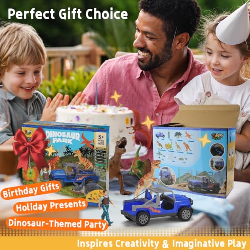 image for Zippytots Dinosaur Toys for Kids 3-5 Dino Park World Play Set, 6 Dinos