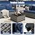 Aoxun 7 Pieces Patio Furniture Set with 44” Fire Pit Table Wicker Rattan Outdoor Sectional Conversation Set with Coffee Table and 4” Thickened Cushions, Gray/Blue(Waterproof Cover Included)