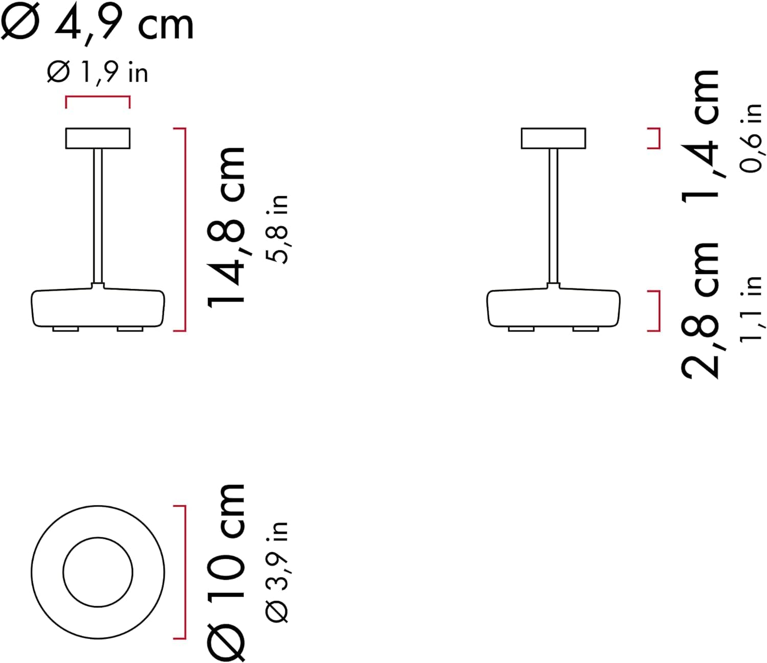 Zafferano, Lámpara Swap Mini, Lámpara de Mesa Recargable e Inalámbrica con Control Táctil, Adecuada para Interior y Exterior, Atenuador, 2700 K, Altura 14,8 cm, Color Verde Manzana