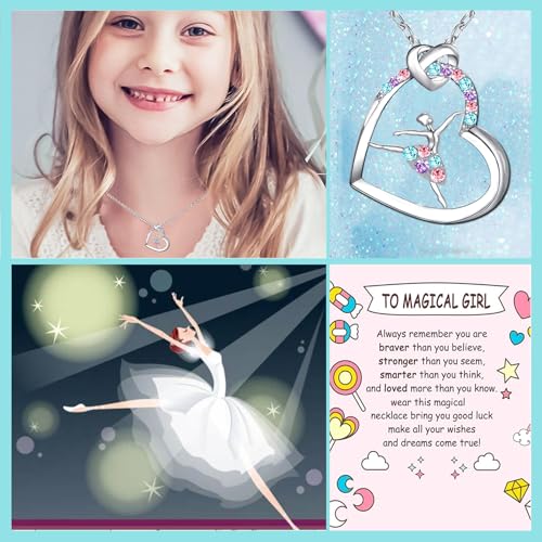 M&Ostyle Dance Necklace for Girls Womens Crystal Heart Pendant Necklaces Gifts Jewelry Gifts for Girls Daughter Granddaughter Niece Birthday Gift for Dance Lovers2