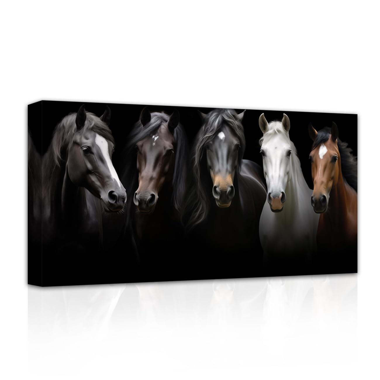 LMYSXAOZ Horse Canvas Wall Art Black and White Portrait Picture Print Wild Animal Pictures Decor for Bedroom Living Room Home Framed (Horse-4, 20.00" x 40.00")