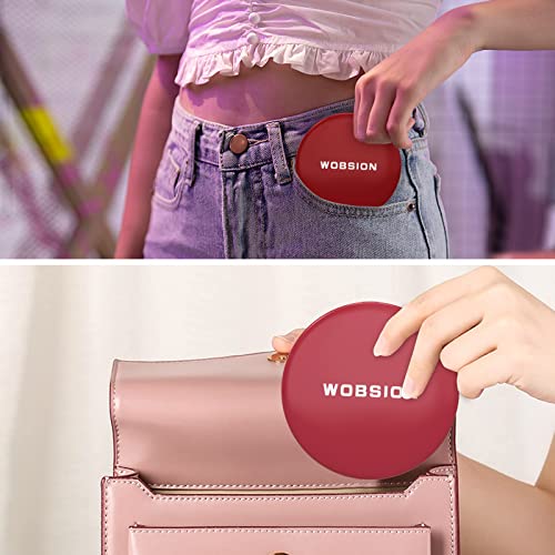 Wobsion Travel Mirror With Light, 1X/10X Compact Magnifying Mirror,Handheld 2-Sided Pocket Mirror,Led Small Makeup Mirror,3.5In Compact Mirror For Purses,Travel Size Mirror For Handbag,Gift,Wine Red #TOP3