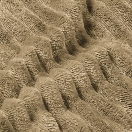 Image of BEDELITE Fleece Blanket Twin Size - 3D Ribbed Jacquard Soft and Warm Decorative Fuzzy Blankets - Cozy, Fluffy, Plush Lightweight Throw Blankets for Couch, Bed, Sofa(Brown, 60x80 inches)