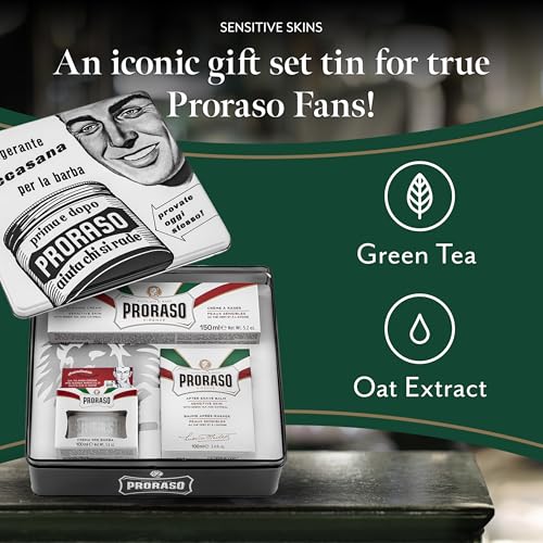 Proraso Vintage Selection, Sensitive Skins Line (Trio Pack), Deluxe Shaving Kit with Pre Shaving Cream, Shaving Cream Tube, and Aftershave Balm, Made in Italy - Image 3