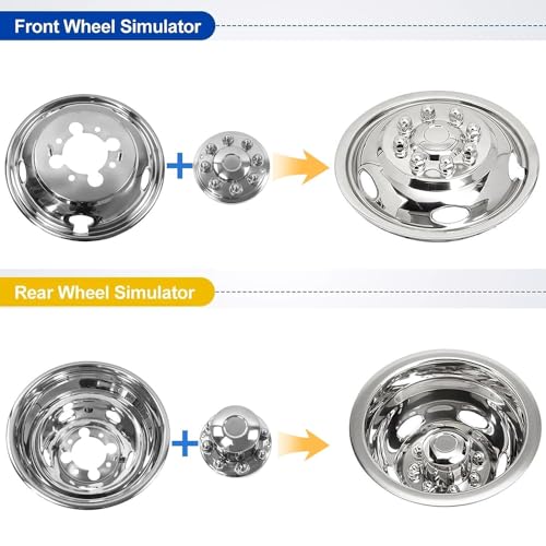 Image of 4pcs 16inch Polished Stainless Steel Dually Wheel Simulators for 2001-2007 Chevry GMC 3500 Truck,2003-2021 G3500 /G30 Van,8 Lug 4 Hand Holes Wheel Cover Hubcaps