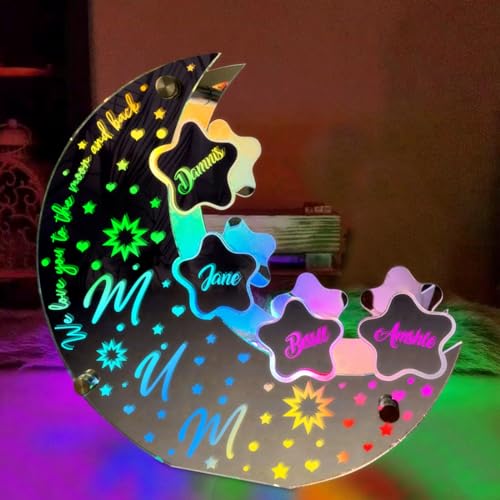Lámpara de espejo personalizada luna y estrella para madre miniatura 6