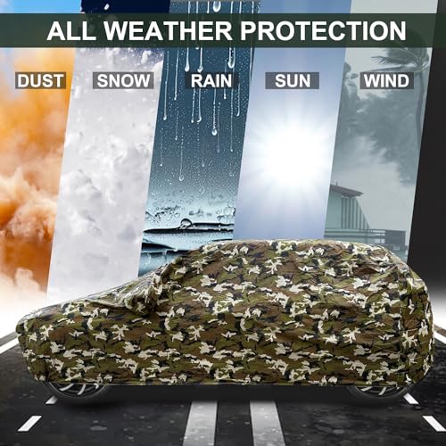 Image of Auto Hub Waterproof Car Cover Compatible with Eeco with Mirror Pockets, Soft Cotton Lining, Eeco Car Cover Waterproof, Army