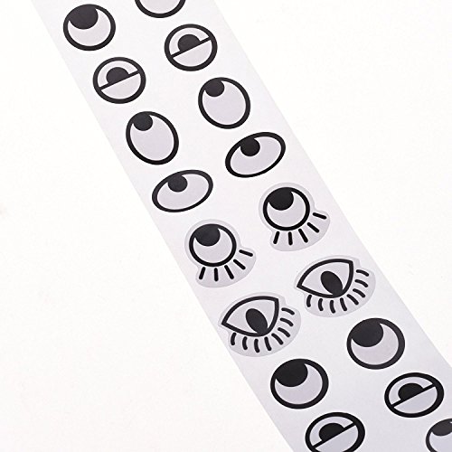 lependor black white eye stickers labels -2000 pcs per roll