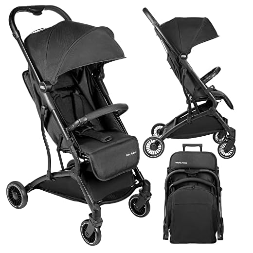Moby-System Cochecito plegable de hasta 15 kg, 6-36 meses, carrito de avión, cesta grande de la compra, incluye bolsa y protector de lluvia, color negro