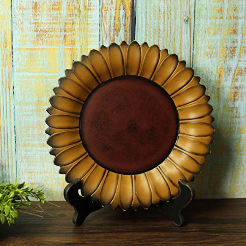 Cvhomedeco. Sunflower Plate With Rack Primitives Rustic Display Wooden Plate Home And Office Décor Art, 11 Inch (Mustard Plate With Rack) #TOP2