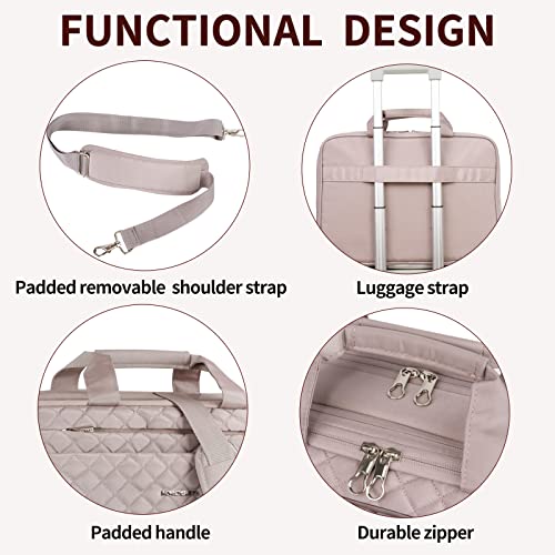 Kroser Laptop Bag For Women, Laptop Case 17 Inch Expandable Laptop Briefcase Bag, Tsa Friendly Waterproof Computer Bag With Anti Theft, Messenger Shoulder Bag For Women Business Office Travel, Pink #TOP4