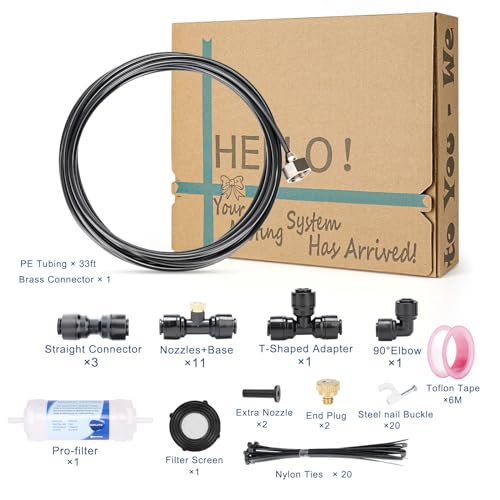 CarefreTrayd Misters for Outside Patio, 59ft Misting Line + Filter + 23 Brass Misting Nozzles +Brass Adapter(3/4") Misting System for Garden, Greenhouse, Trampoline and Chicken Coop by CarefreTrayd - Used condition - Image 2
