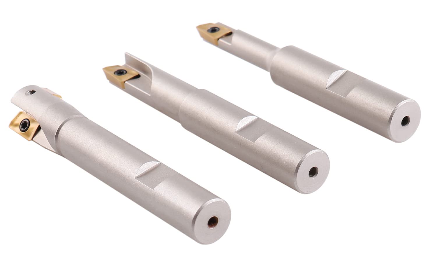 Accusize Industrial Tools Indexable End Mill 3 Pc 38 to 58 0028-8308 | 90 Square Shoulder APKT11T308 TiN Coated Carbide Inserts 12 Shank Nickel Plated Extra Screws and Torx Wrench in Case product thumbnail 5