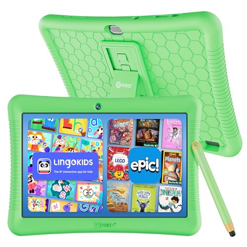 Image of Contixo 10 inch Android Kids Tablet 32GB - Includes Exclusive Games and Educational Apps, Parental Controls, Kid-Proof Case with Kickstand & Stylus - Green