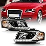 ACANII - For 2006-2008 Audi A3 Black Housing LED DRL Projector Headlight Headlamp Assembly, Driver & Passenger Side