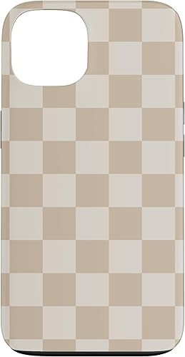 iPhone 13 Vanilla Blanco café crema a cuadros ajedrez patrón clásico caso